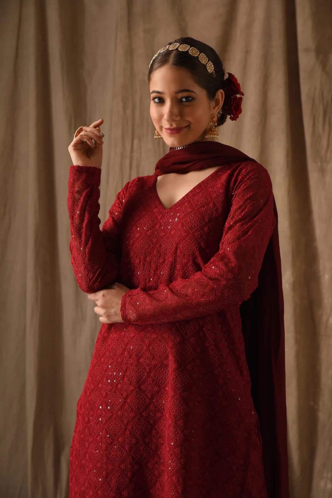 Chikankari Kaftan Dress